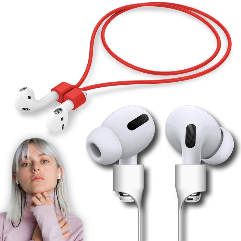 cobcobb حزام كابكوب المغناطيسي الفائق القوة لسماعات أيربود برو، حبل مضاد للفقد، حبل رياضي متوافق مع سماعات أيربود الجيل الثالث والثاني برو 3 2 1 (أحمر) - Image 1